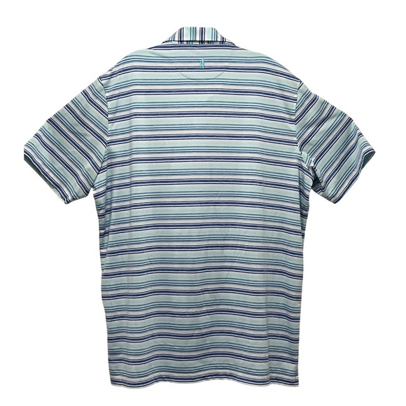 Johnnie-O EUC Polo Shirt Men's XL Blue Green Striped Dutton JMPO5110 Cay color - Picture 3 of 11